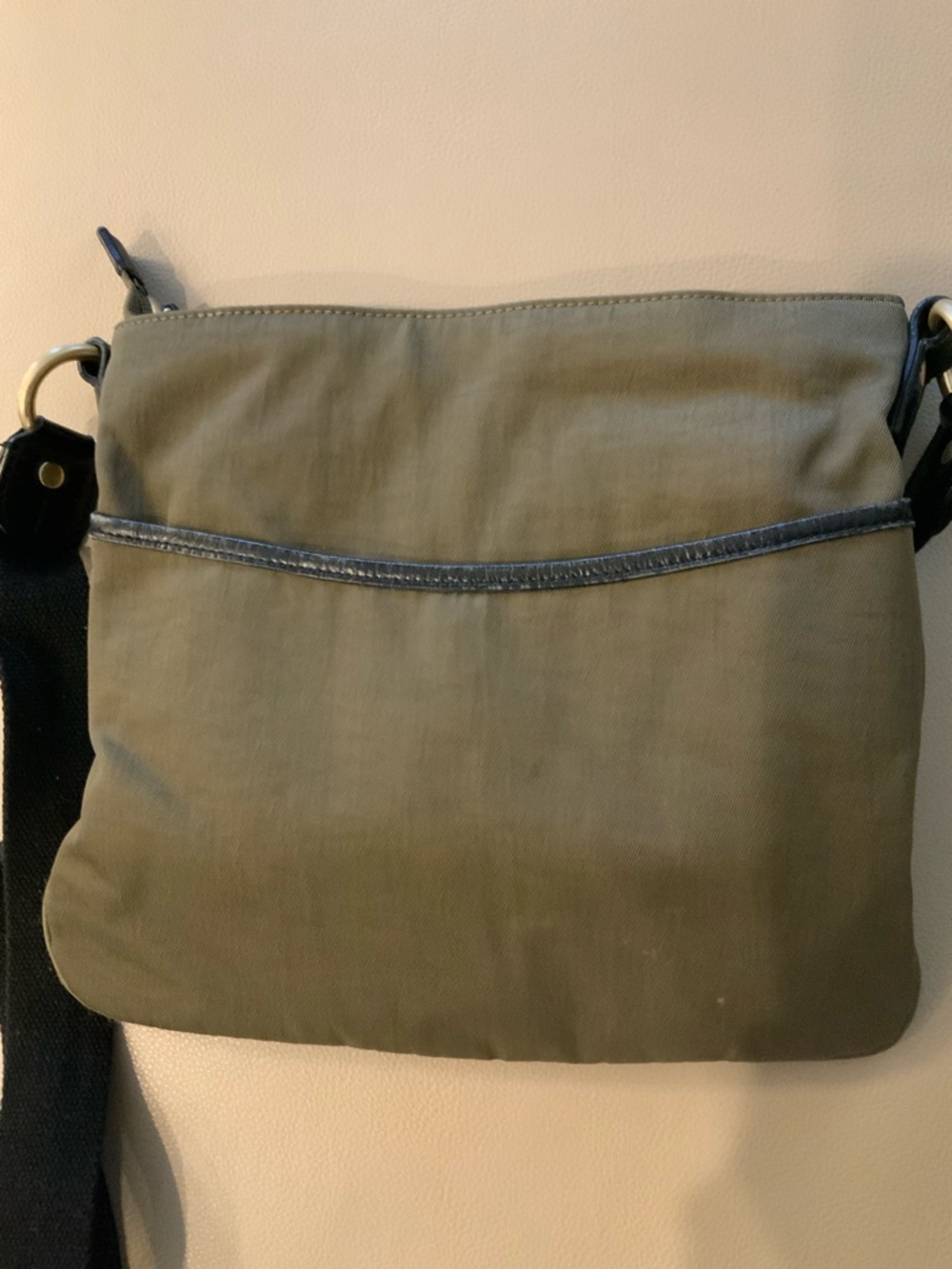 Ellington Olive Green Crossbody Shoulder Bag with Black Trim - Picture 4 of 5